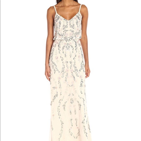Adrianna Papell Blouson Gown with Floral Beading - Picture 1 of 2
